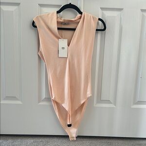 Zara Cream Bodysuit with Plunging V-neckline